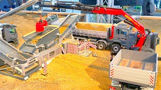 AMAZIMG RC TRUCK ACTION  SCALEART PALFINGER RC CRANE  RC DIGGER LIEBHERR  RC SCREENING PLANT [upl. by Verda]