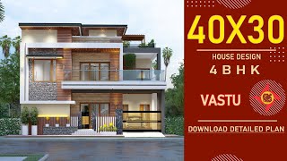 40x30 3D Home Design  Vastu House  1200 Sqft House Plan  4030 House Plan  40by30 House Plan [upl. by Fairman]