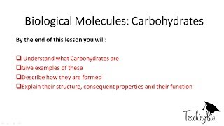 AQA A LEVEL BIOLOGY  BIOLOGICAL MOLECULES l Carbohydrates [upl. by Aokek]