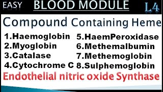 L4 Compounds containing Haem  Haemoglobin Myoglobin Catalase Cytochrome Haem Peroxidase and more [upl. by Caria]