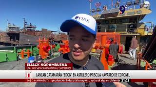 Lanzan catamarán quotEdonquot en astillero Priscila Navarro de Coronel [upl. by Ecertak380]