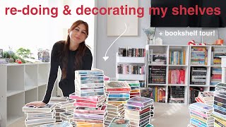 reorganize amp decorate my bookshelves with me 📖⛄️ bookshelf tour  bookmas day 3 [upl. by Notluf]