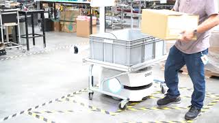 OMRON Mobile Robot LD Cart Transporter In Action [upl. by Ocirred]