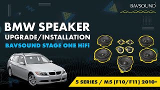 BMW Speaker UpgradeInstallation  5 Series  M5 F10F11 2010  BAVSOUND Stage One HiFi [upl. by Eimile]