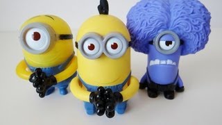 Despicable Me 2 McDonalds Happy Meal toys Purple Minion Stuart and Tim [upl. by Lahcear]