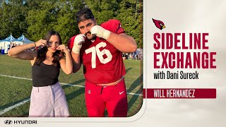 Sideline Exchange with Will Hernandez  Arizona Cardinals Joint Practice [upl. by Adehsar708]