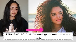 STRAIGHT TO CURLY ROUTINE finger coiling method  DIY hair mask [upl. by Llehcor]