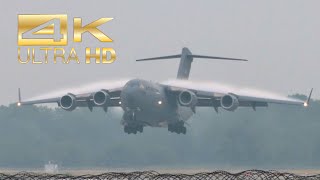 4K Boeing C17 A Globemaster III USAF 021099 arrival at Munich Airport MUC EDDM G7 [upl. by Stone]