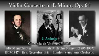 Mendelssohn Violin Concerto de Vito amp Sargent 1951 メンデルスゾーン ヴァイオリン協奏曲 デ・ヴィート [upl. by Yleoj506]