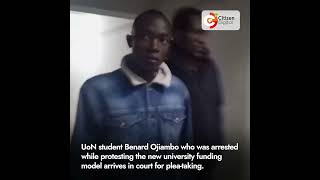 UoN student arrested while protesting new university funding model arrives in court for pleataking [upl. by Ivens]