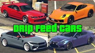 GTA 5  Tuners DLC  ALL Drip Feed Cars Prices amp Real Life Counterparts [upl. by Airtemad]