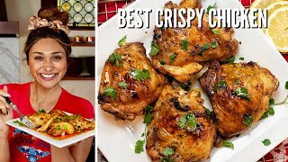 BEST CRISPY CHICKEN How to Make Keto Juicy Crispy Baked Chicken Thighs or Breasts  ONLY 1 CARB [upl. by Naillik]