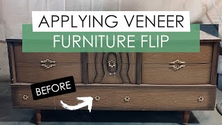 Adding Veneer to Drawer – MCM Dresser Makeover – Furniture Flip [upl. by Annaear]