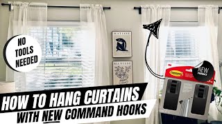 HOW TO HANG CURTAINS WITH THE NEW COMMAND CURTAIN HOOKS NO HOLES OR TOOLS APARTMENT FRIENDLY [upl. by Ennovaj2]