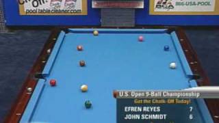 Billiards US Open 9Ball Championship Efren Reyes v Schmidt [upl. by Drahnreb914]