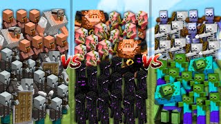 VILLAGERS AND PILLAGERS vs END AND NETHER vs ZOMBIES AND SKELETONS in Minecraft Mob Battle [upl. by Lib]