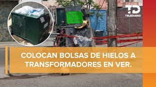 Para no quedarse sin luz vecinos enfrían transformador con bolsas de hielo en Veracruz [upl. by Anitserp]