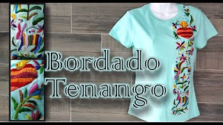 Bordado inspiración Tenango  Puntadas Pata de gallo punto atrás y de relleno [upl. by Akemej]