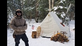 SNOWTREKKER amp WEATHERWOOL HOT TENT CAMPING AND ICEFISHING FOR NORTHERN PIKE [upl. by Ecirtac]