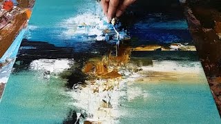 Abstract painting  Demonstration of Abstract painting in Acrylics  Palette knife [upl. by Ojyllek766]