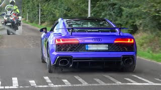 Audi R8 V10 with LOUD Capristo Exhaust  Accelerations Launch Onboard Stopped by Police [upl. by Chapel]