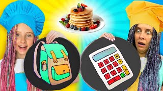 🛒 CUMPĂR tot ce DESENEZI pentru ȘCOALĂ 🎨 cu CLĂTITE COLORATE 🥞 BACK to SCHOOL [upl. by Julianne661]