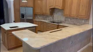 Taj Mahal Quartzite Countertop installation and fabrication Fort Myers Florida Net Granite [upl. by Notwen]