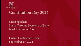 Newberry College  Constitution Day 2024 Speaker Mark Hammond 86 [upl. by Quenna496]