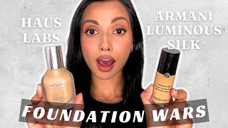 FOUNDATION WARS  Haus Labs vs Armani Luminous Silk Comparison  BrownOlive Skin [upl. by Greggory]