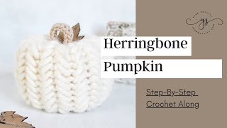 How To Crochet A Herringbone Pumpkin For Fall  Crochet Along StepByStep  CROCHET FOR BEGINNERS [upl. by Oruasi133]