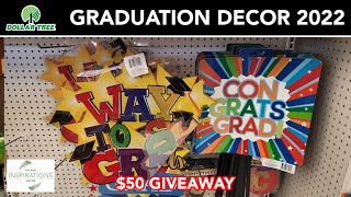 DOLLAR TREE Graduation Decor 2022 SHOP WITH ME 50 Giveaway [upl. by Skoorb264]