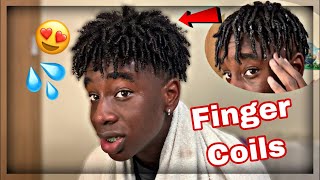 How to Get Curls with Finger Coils for Black Men 4c Hair💦 [upl. by Avie]