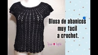 BLUSA DE ABANICOS MUY FÁCIL A CROCHET Tejiendo con angélika [upl. by Nacim]