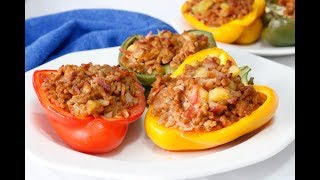 Pimientos rellenos de carne al horno Receta fácil y rica [upl. by Bartie]