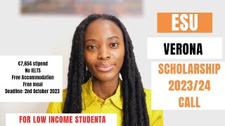 VENETO REGIONAL SCHOLARSHIP ESU Verona 2023 Benefits Who can Apply ISEEUP Documents Deadlines [upl. by Lissner]