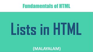 Creating lists in HTML  Ordered Unordered and Definition lists Malayalam tutorial [upl. by Selby]