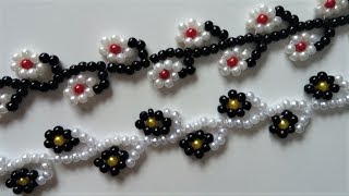 Floral bracelet tutorial Easy beading pattern for beginners [upl. by Derzon366]