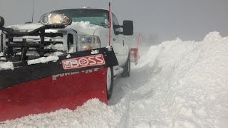 Roskam Snow Plowing 201314 Oceana County Shelby Michigan Boss Plows Expanding backblade [upl. by Ajet]