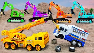 JCB Excavator Crane Truck Construction Vehicles rescue Police Car  DIY Car toy for kids [upl. by Mccartan100]