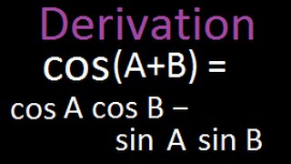 Trigonometry  proof  cos A  B  cos A cos B  sin A sin B  Derivation [upl. by Lraed]