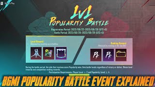 Bgmi Popularity Battle Event Explained  BGMI New Event Popularity Battle  How to win Popularity [upl. by Eldora]