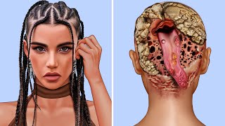 ASMR Removal Big Acne amp Maggot Infected Dirty Hair  Severely Injured Animation [upl. by Cimbura]