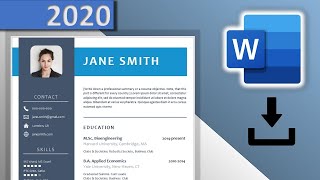 CV Template Word DOWNLOAD FREE ⬇ 2020 😱  Blue Resume Design with Icons ✪ DOCX ✪ [upl. by Sissy371]