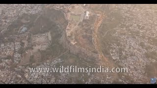 Gwalior town with Gwalior Fort in Madhya Pradesh  aerial journey [upl. by Loise]