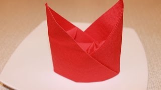 Napkin folding techniques  The Bishops Hat Napkin Fold [upl. by Ho663]