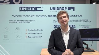 Floris Koopmans introduces Unilins ClickControl machine at Surfaces 2024 [upl. by Bouley]