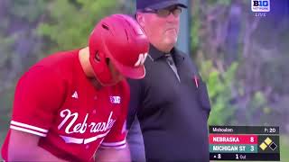 Case Sanderson 2 RBI Single Nebraska Husker Baseball vs Michigan State 51724 [upl. by Paterson]