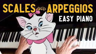 Scales and arpeggios The Aristocats  Easy piano cover  Free piano sheet [upl. by Shepherd]