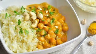 Curry de Garbanzos con arroz basmati  ¡Mi NUEVA RECETA FAVORITA [upl. by Nosahc]