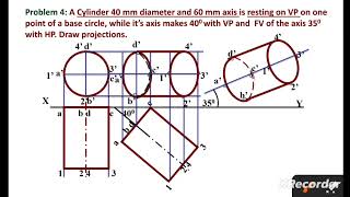 PROJECTION OF SOLID  PROBLEM 16  CYLINDER [upl. by Nahallac]